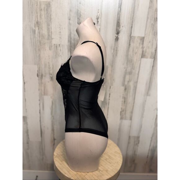 CBR Black Lace Mesh Bodysuit | Sheer Floral One Piece Lingerie – Size Medium - Picture 3 of 7